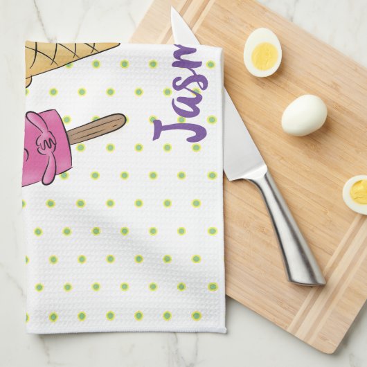 Cute grappige ijsjes cartoon trio theedoek (Quarter Fold)