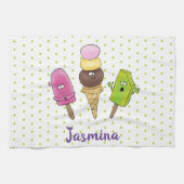 Cute grappige ijsjes cartoon trio theedoek (Horizontaal)