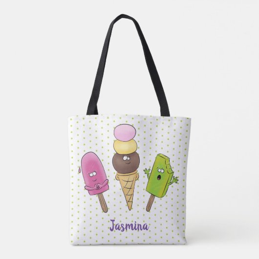 Cute grappige ijsjes cartoon trio tote bag (Achterkant)