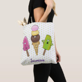 Cute grappige ijsjes cartoon trio tote bag (Dichtbij)