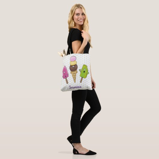 Cute grappige ijsjes cartoon trio tote bag (Op model)