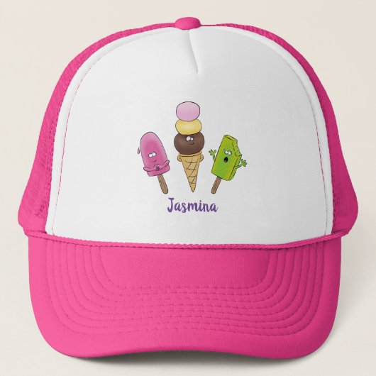 Cute grappige ijsjes cartoon trio trucker pet (Voorkant)