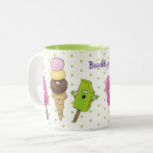 Cute grappige ijsjes cartoon trio tweekleurige koffiemok (Voorkant links)