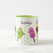 Cute grappige ijsjes cartoon trio tweekleurige koffiemok (Center)
