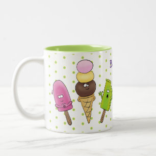 Cute grappige ijsjes cartoon trio tweekleurige koffiemok