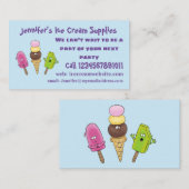 Cute grappige ijsjes cartoon trio visitekaartje (Voorkant / Achterkant)