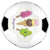 Cute grappige ijsjes cartoon trio voetbal (Gedraaid)