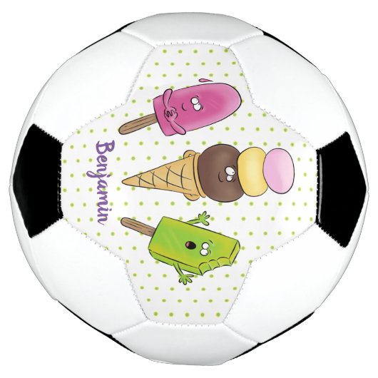 Cute grappige ijsjes cartoon trio voetbal (Gedraaid)