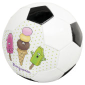 Cute grappige ijsjes cartoon trio voetbal (Drie kwart)