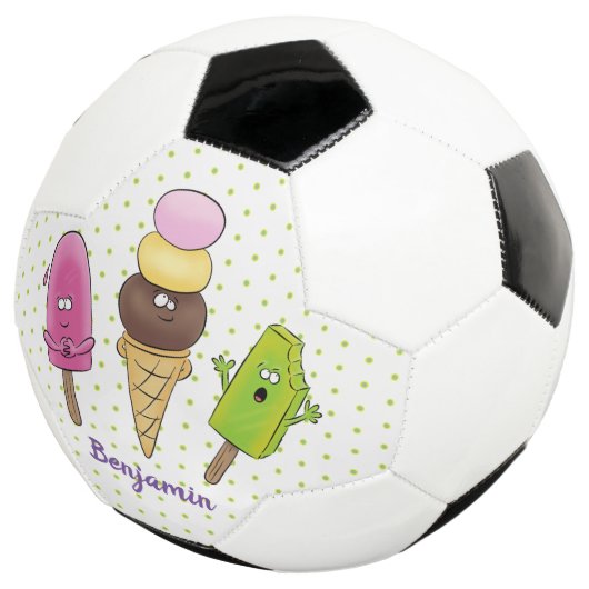 Cute grappige ijsjes cartoon trio voetbal (Drie kwart)