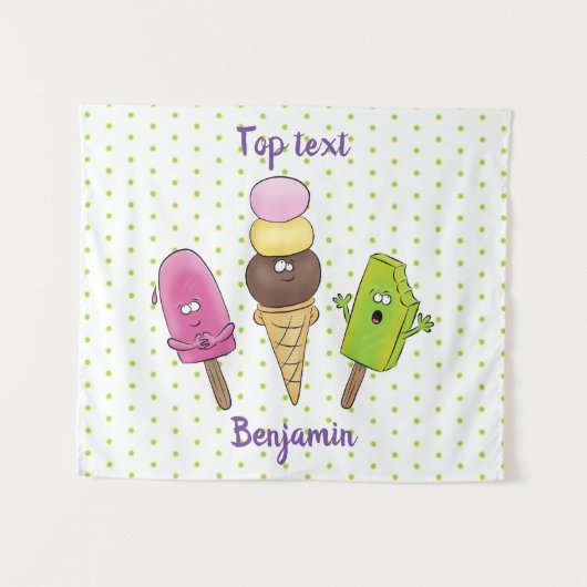 Cute grappige ijsjes cartoon trio wandkleed (Voorkant (horizontaal))