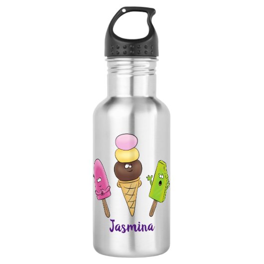 Cute grappige ijsjes cartoon trio waterfles (Voorkant)