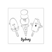 Cute grappige ijspopsikel cartoon rubberstempel (Afrduk)