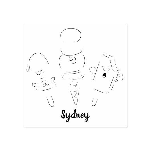 Cute grappige ijspopsikel cartoon rubberstempel (Afrduk)