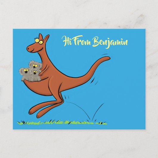 Cute grappige kangaroo- en koalas-cartoon briefkaart (Voorkant)
