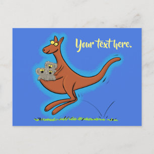 Cute grappige kangaroo- en koalas-cartoon briefkaart
