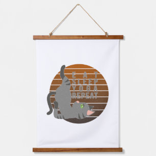Cute grappige kat die yoga doet. grappig yoga-desi hangend wandkleed