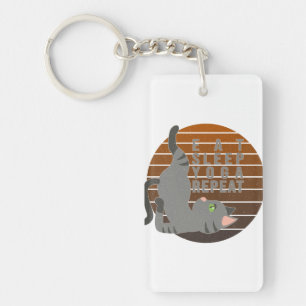 Cute grappige kat die yoga doet. grappig yoga-desi sleutelhanger