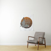 Cute grappige kat die yoga doet. grappig yoga-desi wandkleed (In situ)