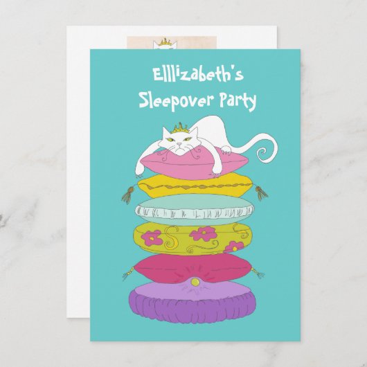 Cute grappige kat- en erwtenslaapaanval kaart (Voorkant / Achterkant)