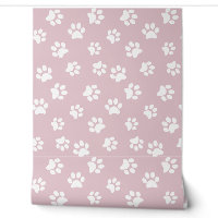 Cute Grappige Kat Hond Pootafdrukken Wit & Blos Ro