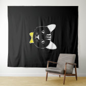 Cute grappige kat wandkleed (In Situ (horizontaal))