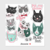 Cute grappige kattengezichten Sticker van een huis (Vel)