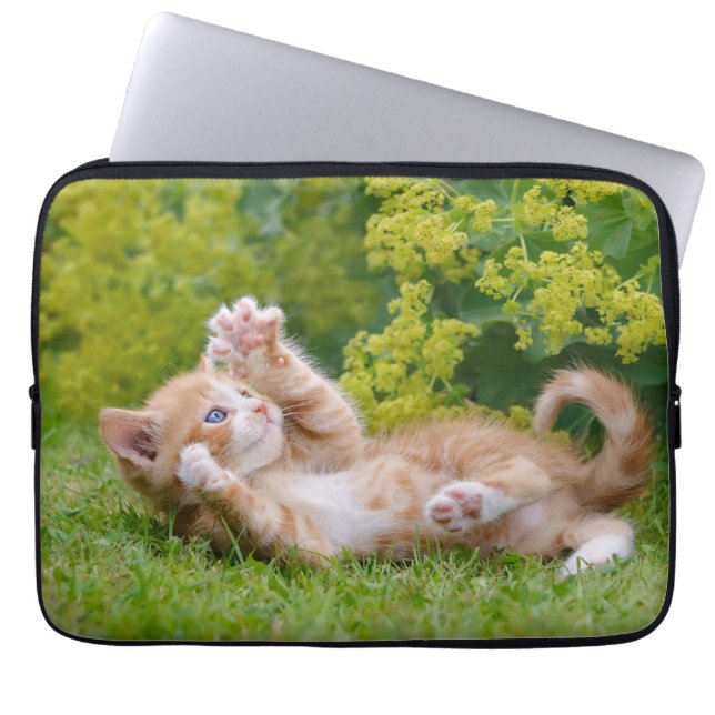 Cute grappige kattenkatjes die in een bloeiende tu laptop sleeve (Voorkant)