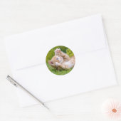 Cute grappige kattenkatjes die in een bloeiende tu ronde sticker (Envelop)
