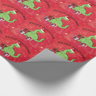 Cute grappige kerstkerstkerstdinosaurus cadeaupapier