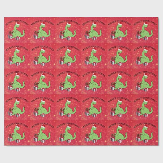 Cute grappige kerstkerstkerstdinosaurus cadeaupapier (Vlak)