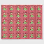Cute grappige kerstkerstkerstdinosaurus cadeaupapier (Vlak)