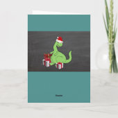 Cute grappige kerstkerstkerstdinosaurus feestdagen kaart (Achterkant)