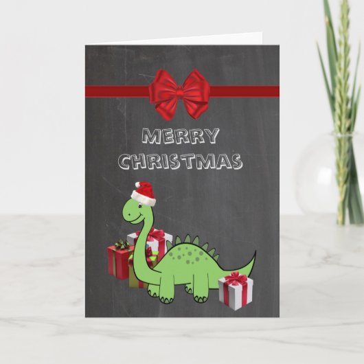 Cute grappige kerstkerstkerstdinosaurus feestdagen kaart (Voorkant)