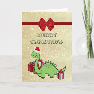 Cute grappige kerstkerstkerstdinosaurus feestdagen kaart