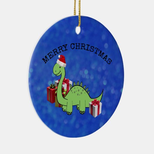 Cute grappige kerstkerstkerstdinosaurus keramisch ornament (Rechts)