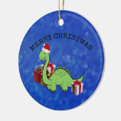 Cute grappige kerstkerstkerstdinosaurus keramisch ornament (Links)
