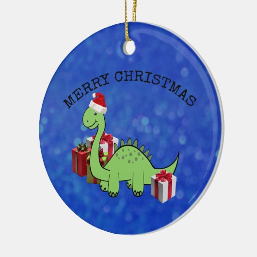 Cute grappige kerstkerstkerstdinosaurus keramisch ornament (Links)