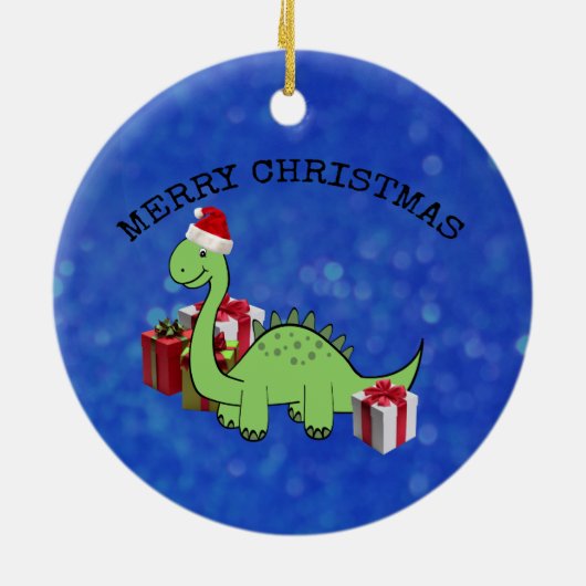 Cute grappige kerstkerstkerstdinosaurus keramisch ornament (Achterkant)
