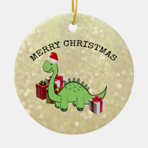 Cute grappige kerstkerstkerstdinosaurus keramisch ornament
