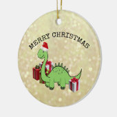 Cute grappige kerstkerstkerstdinosaurus keramisch ornament (Links)