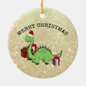 Cute grappige kerstkerstkerstdinosaurus keramisch ornament (Achterkant)