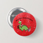 Cute grappige kerstkerstkerstdinosaurus ronde button 5,7 cm (Voorkant /achterkant)