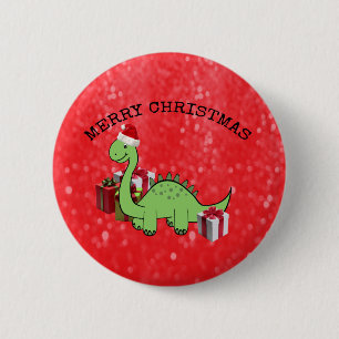 Cute grappige kerstkerstkerstdinosaurus ronde button 5,7 cm