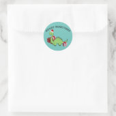 Cute grappige kerstkerstkerstdinosaurus ronde sticker (Tas)