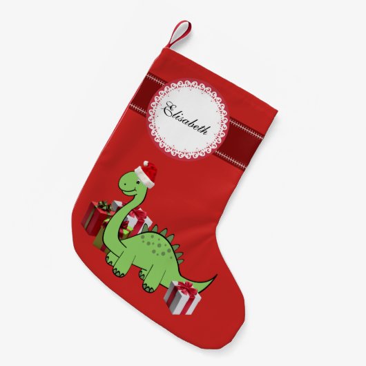 Cute grappige kerstkerstkerstkerstdinosaurus geper kleine kerstsok (Voorkant (Hangend))