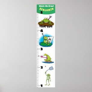 Cute grappige kikker cartoon growth chart poster