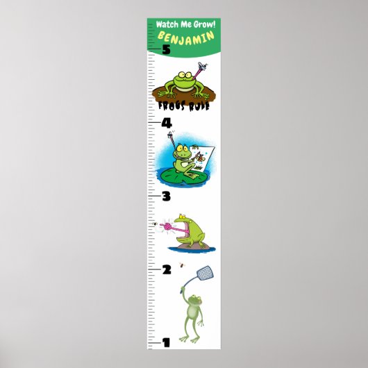 Cute grappige kikker cartoon growth chart poster (Voorkant)