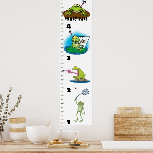 Cute grappige kikker cartoon growth chart poster (Keuken)