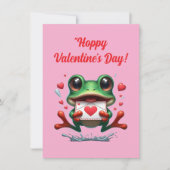 Cute Grappige Kikker Liefde Harten Valentijnkaart Feestdagenkaart (Voorkant)